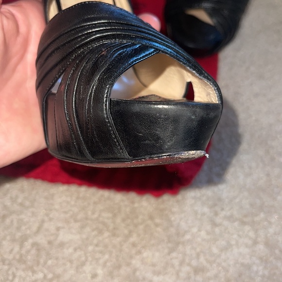 CHRISTIAN LOUBOUTIN Bandra 140 Napa Black Leather Peep Toe Pump Sz 40 - Picture 15 of 16